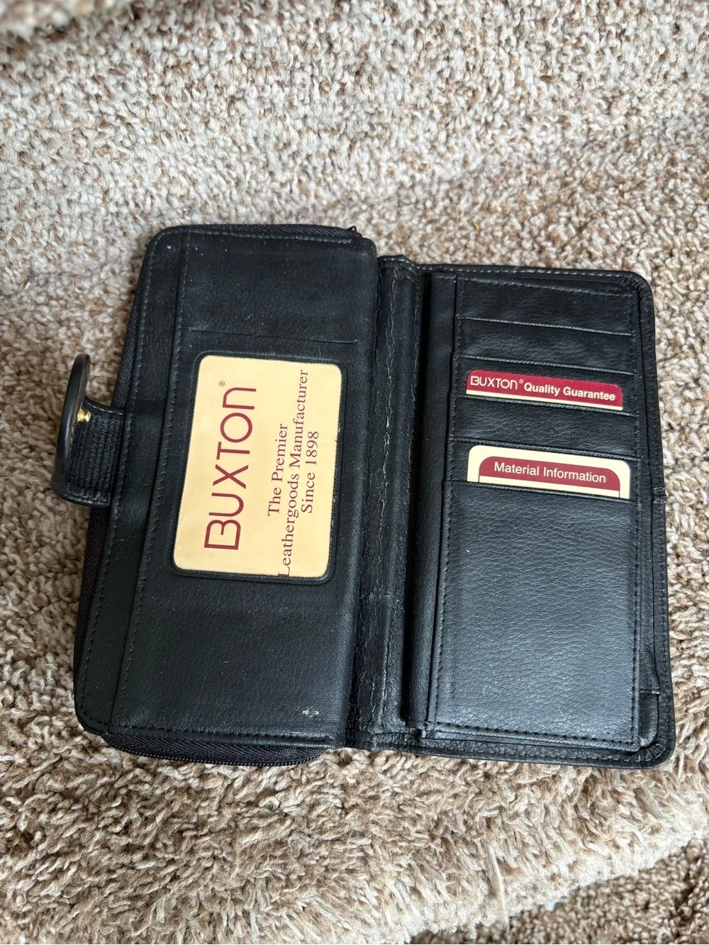 Buxton Black Leather Folded Men’s Wallet with Card Slots